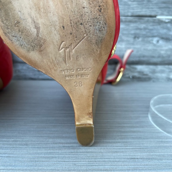 Giuseppe Zanotti Red Suede Wedge Pumps - Picture 10 of 11